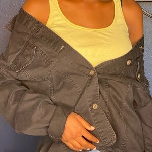 Black Cotton Button-Down Jacket